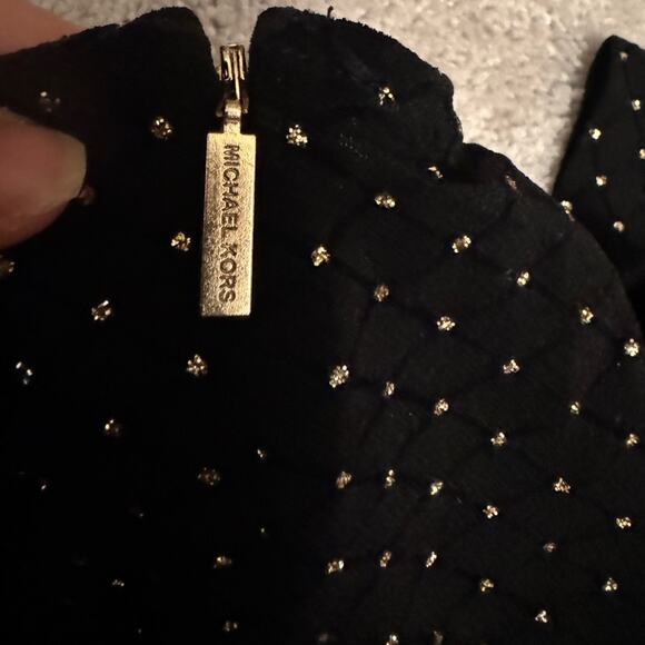 Elegant Black Polka Gold Dot Dress - Picture 4 of 6